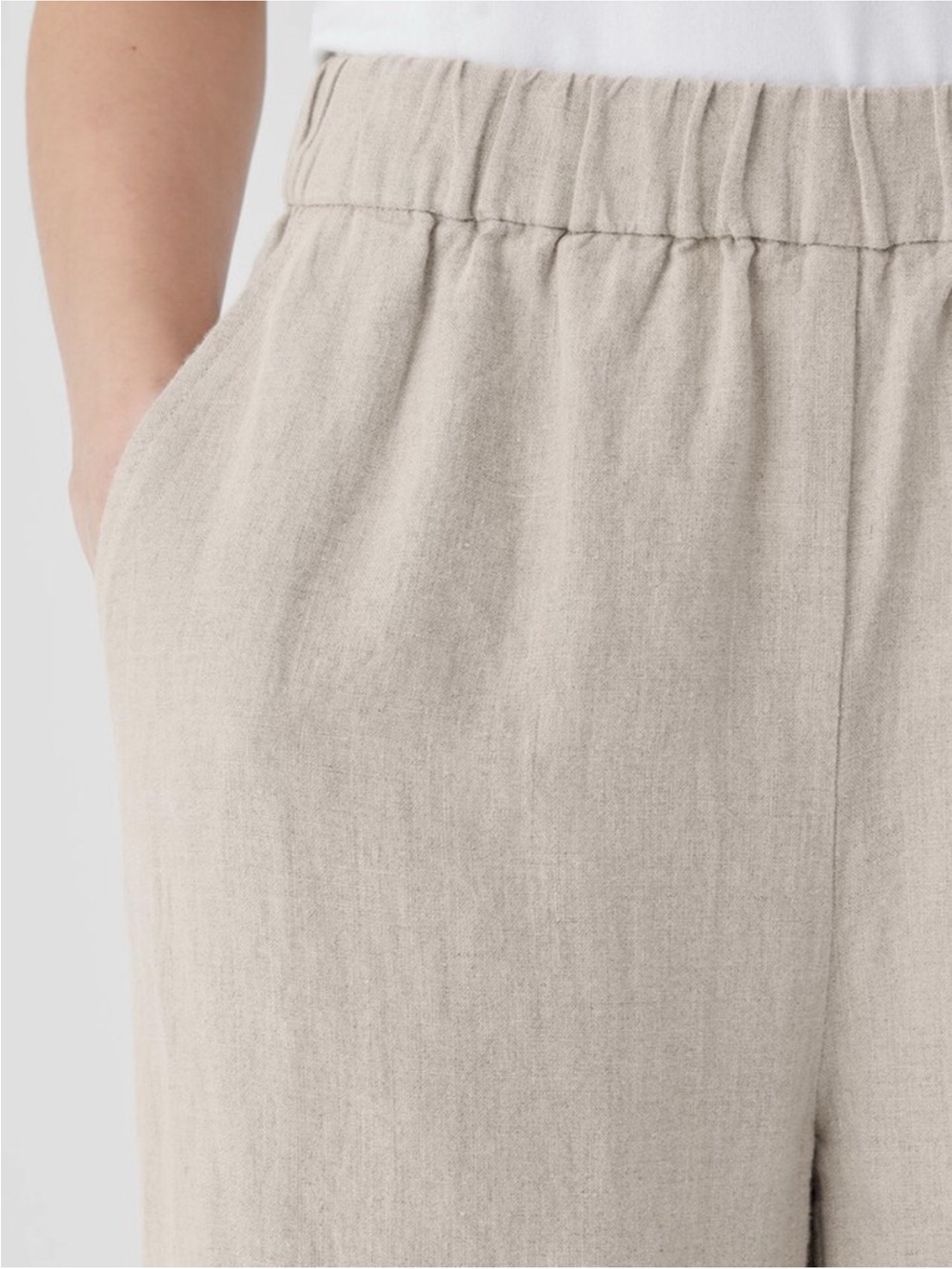 Eileen Fisher NEW Linen Wide Leg Pant Undyed Natural Elastic Waist Womens 1X - Picture 4 of 15